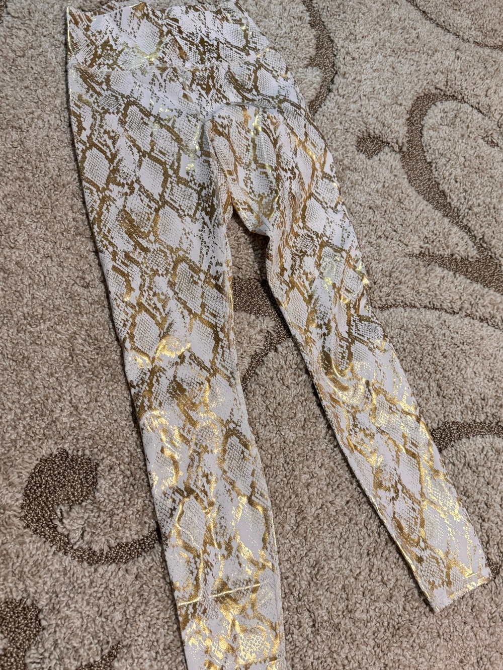 Fabletics - White and Gold Snake Print Women’s High-Waist Jeans - Picture 3 of 7